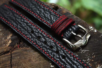 BESPOKE GENUINE BLACK SHARK SKIN LEATHER STRAP HDSH02