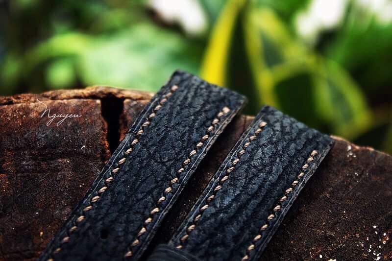 BESPOKE GENUINE BLACK SHARK SKIN LEATHER STRAP HDSH02