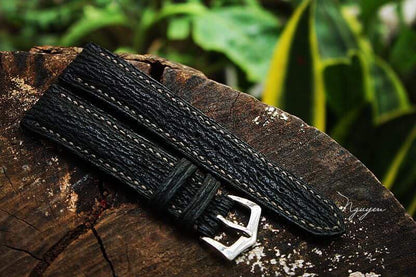 BESPOKE GENUINE BLACK SHARK SKIN LEATHER STRAP HDSH02