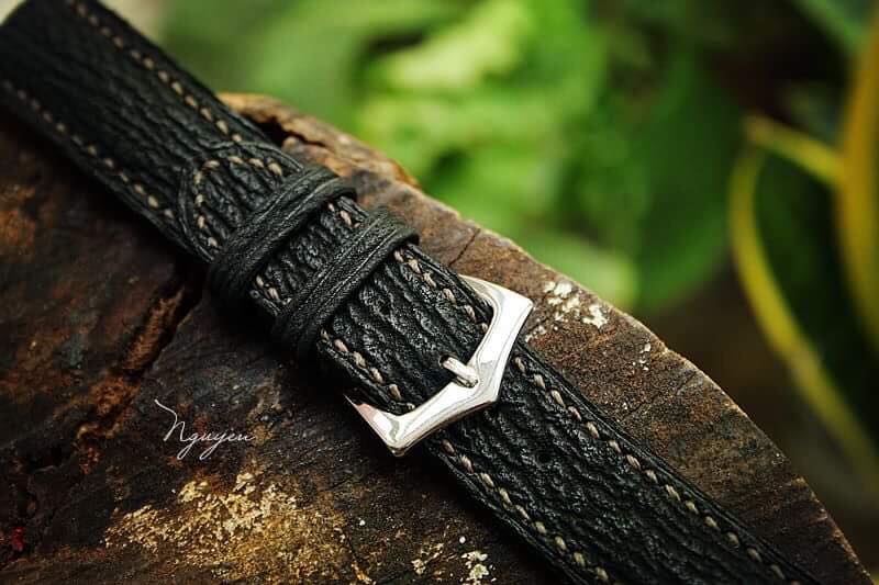 BESPOKE GENUINE BLACK SHARK SKIN LEATHER STRAP HDSH02