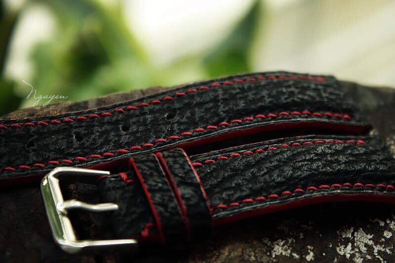 BESPOKE GENUINE BLACK SHARK SKIN LEATHER STRAP HDSH02