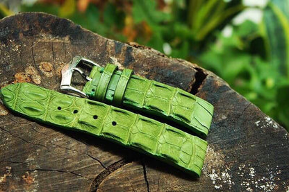 BESPOKE GENUINE GREEN CROCODILE SKIN LEATHER STRAP HDCS25