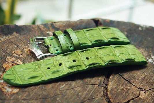 BESPOKE GENUINE GREEN CROCODILE SKIN LEATHER STRAP HDCS25