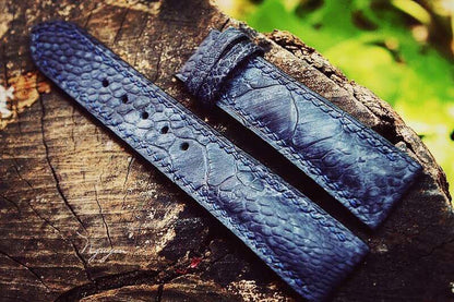 BESPOKE GENUINE BLUE OSTRICH LEG SKIN LEATHER STRAP HDOL02