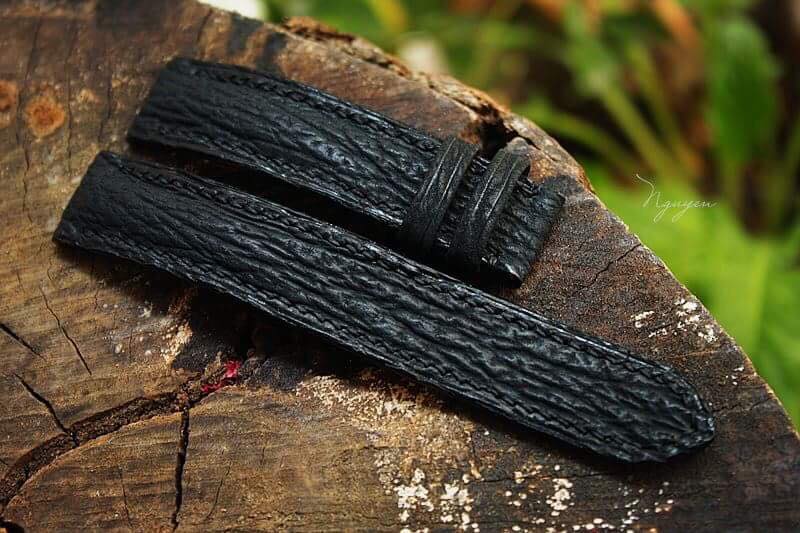 BESPOKE GENUINE BLACK SHARK SKIN LEATHER STRAP HDSH02