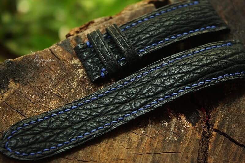 BESPOKE GENUINE BLACK SHARK SKIN LEATHER STRAP HDSH02