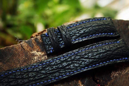 BESPOKE GENUINE BLACK SHARK SKIN LEATHER STRAP HDSH02