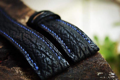 BESPOKE GENUINE BLACK SHARK SKIN LEATHER STRAP HDSH02