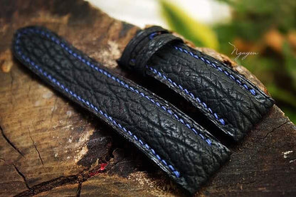 BESPOKE GENUINE BLACK SHARK SKIN LEATHER STRAP HDSH02