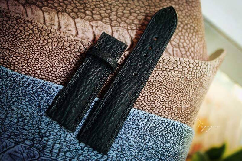 BESPOKE GENUINE BLACK SHARK SKIN LEATHER STRAP HDSH02