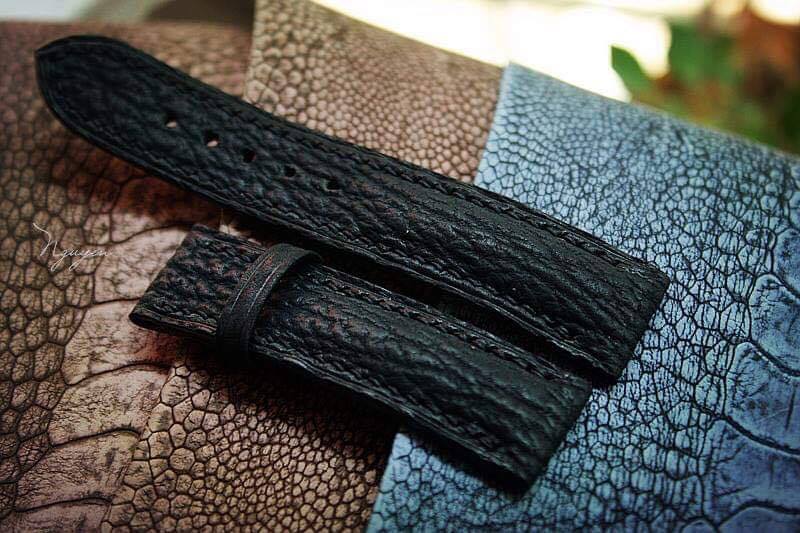 BESPOKE GENUINE BLACK SHARK SKIN LEATHER STRAP HDSH02