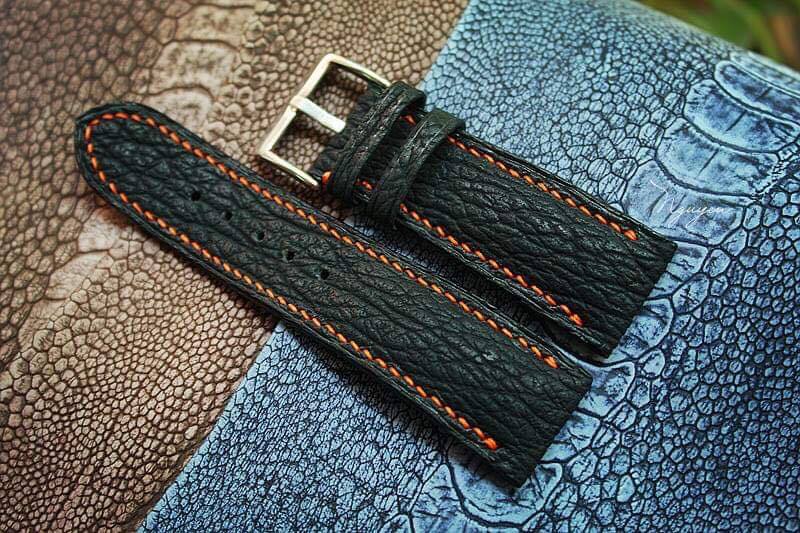 BESPOKE GENUINE BLACK SHARK SKIN LEATHER STRAP HDSH02