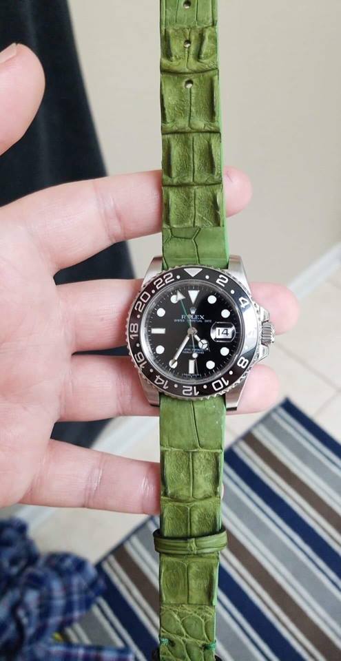 BESPOKE GENUINE GREEN CROCODILE SKIN LEATHER STRAP HDCS25