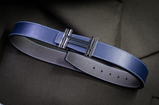 BESPOKE GENUINE NAVY BLUE COW LEATHER MAN BELT HDBE20