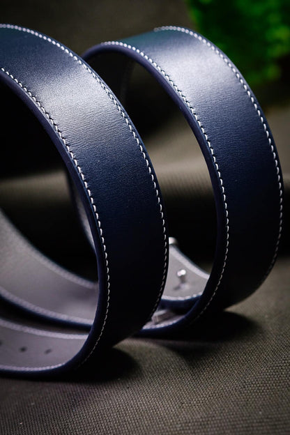 BESPOKE GENUINE NAVY BLUE COW LEATHER MAN BELT HDBE20