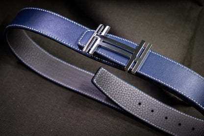 BESPOKE GENUINE NAVY BLUE COW LEATHER MAN BELT HDBE20