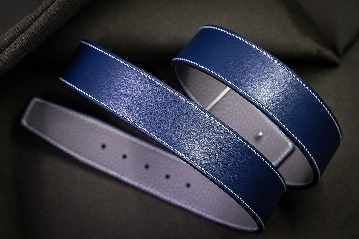 BESPOKE GENUINE NAVY BLUE COW LEATHER MAN BELT HDBE20