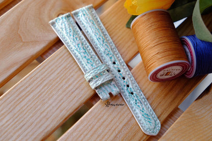 BESPOKE GENUINE WHITE SHARK SKIN LEATHER WATCH STRAP HDSH09