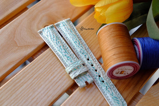 BESPOKE GENUINE WHITE SHARK SKIN LEATHER WATCH STRAP HDSH09