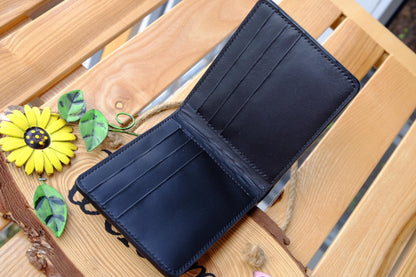 BESPOKE GENUINE BLACK STINGRAY BIFOLD MAN WALLET HDWA16