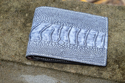 BESPOKE GENUINE GRAY OSTRICH BIFOLD MAN WALLET HDWA31