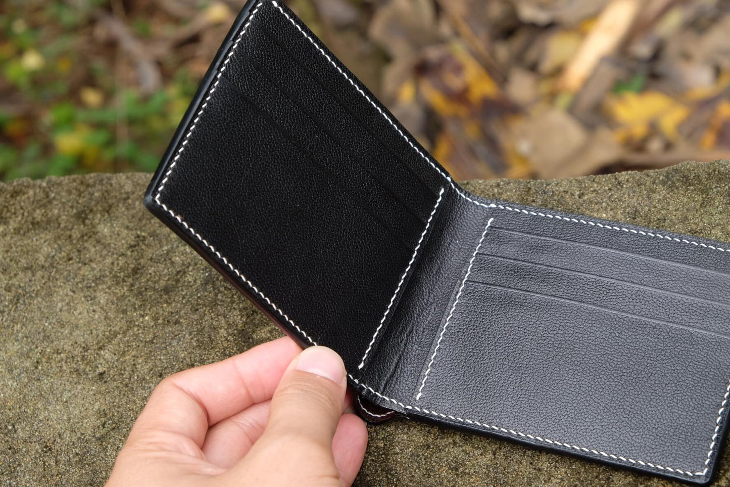 BESPOKE GENUINE GRAY OSTRICH BIFOLD MAN WALLET HDWA31