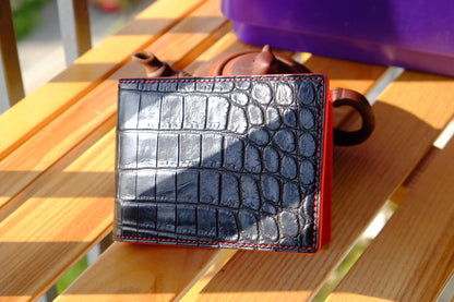 BESPOKE GENUINE BLACK CROCODILE BIFOLD MAN WALLET HDWA32