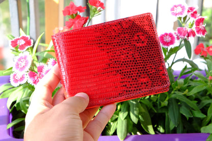 BESPOKE GENUINE RED LIZARD BIFOLD MAN WALLET HDWA30