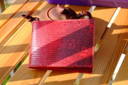 BESPOKE GENUINE RED LIZARD BIFOLD MAN WALLET HDWA30