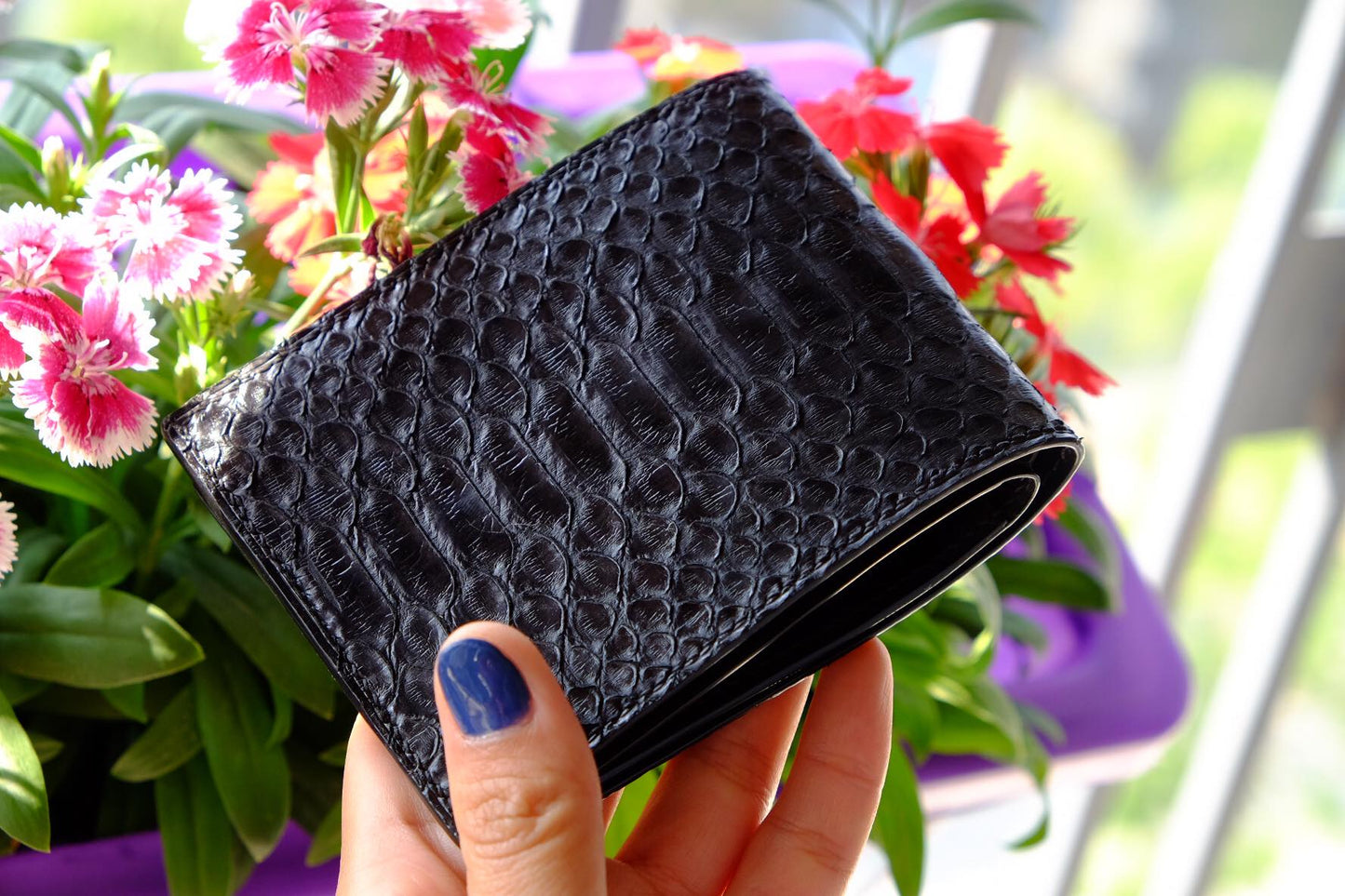 BESPOKE GENUINE BLACK PYTHON BIFOLD MAN WALLET HDWA40