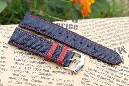 BESPOKE GENUINE DARK BLUE LIZARD SKIN LEATHER STRAP HDLZ04