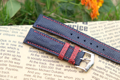 BESPOKE GENUINE DARK BLUE LIZARD SKIN LEATHER STRAP HDLZ04