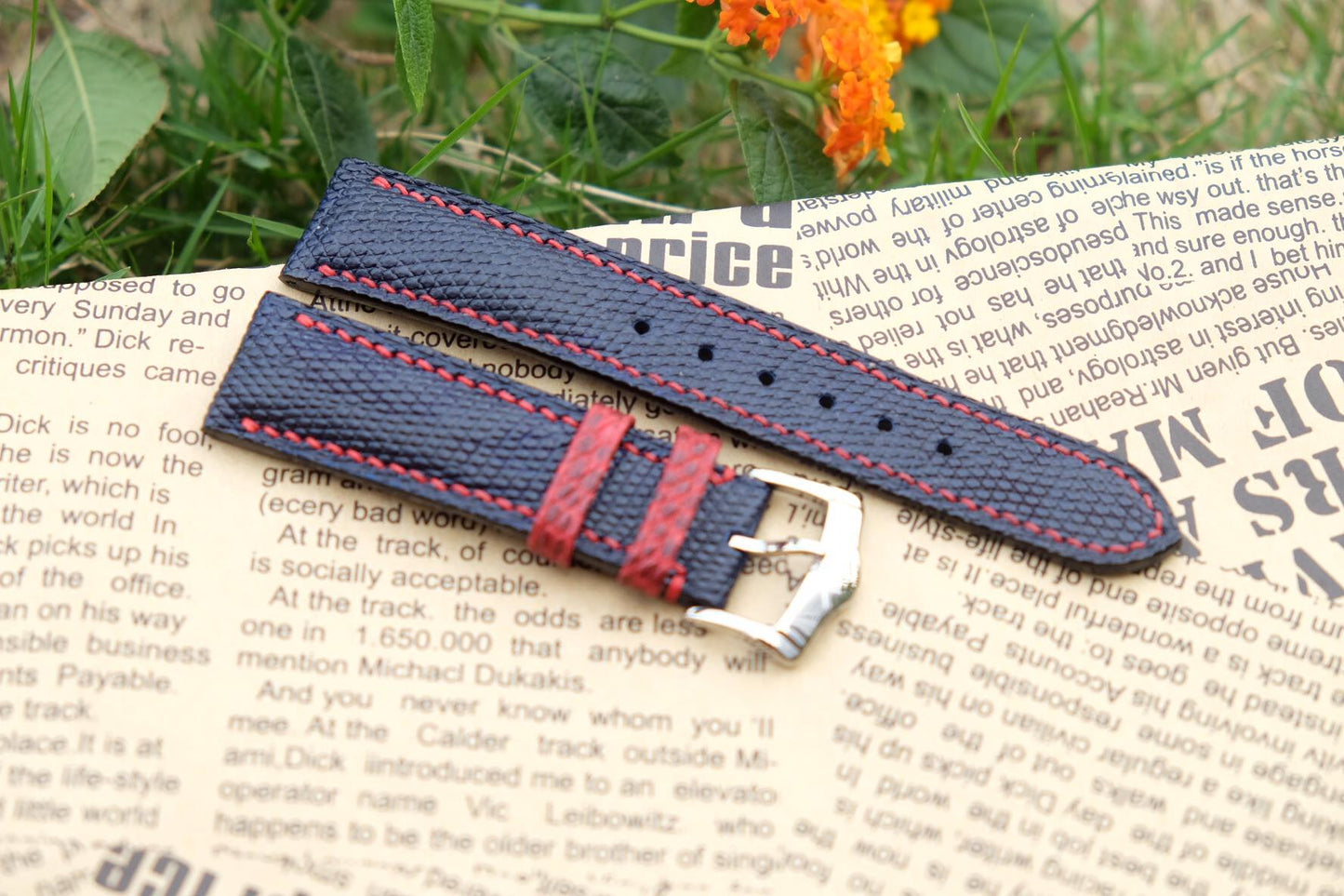 BESPOKE GENUINE DARK BLUE LIZARD SKIN LEATHER STRAP HDLZ04