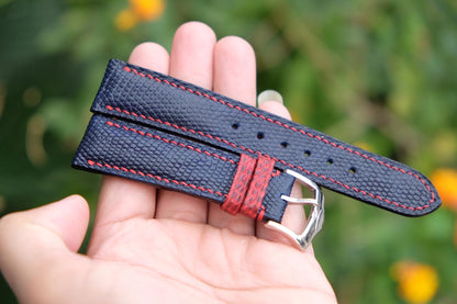 BESPOKE GENUINE DARK BLUE LIZARD SKIN LEATHER STRAP HDLZ04