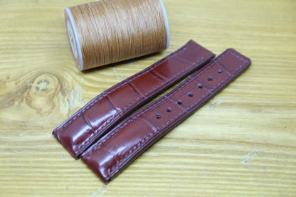 BESPOKE GENUINE BROWN CROCODILE SKIN LEATHER STRAP FOR OMEGA CLASP HDOS10