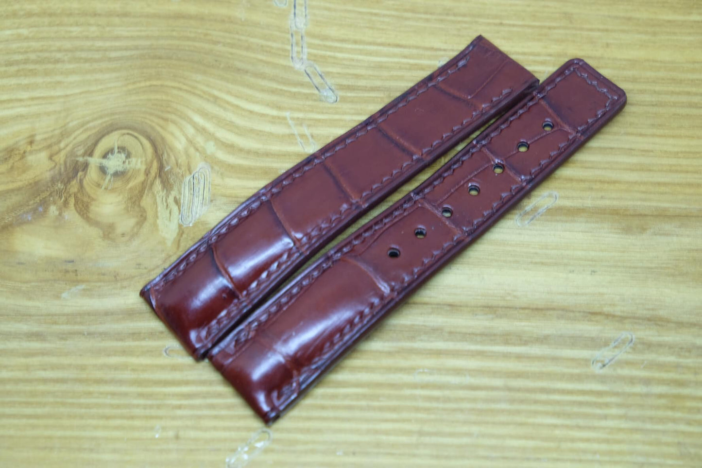 BESPOKE GENUINE BROWN CROCODILE SKIN LEATHER STRAP FOR OMEGA CLASP HDOS10