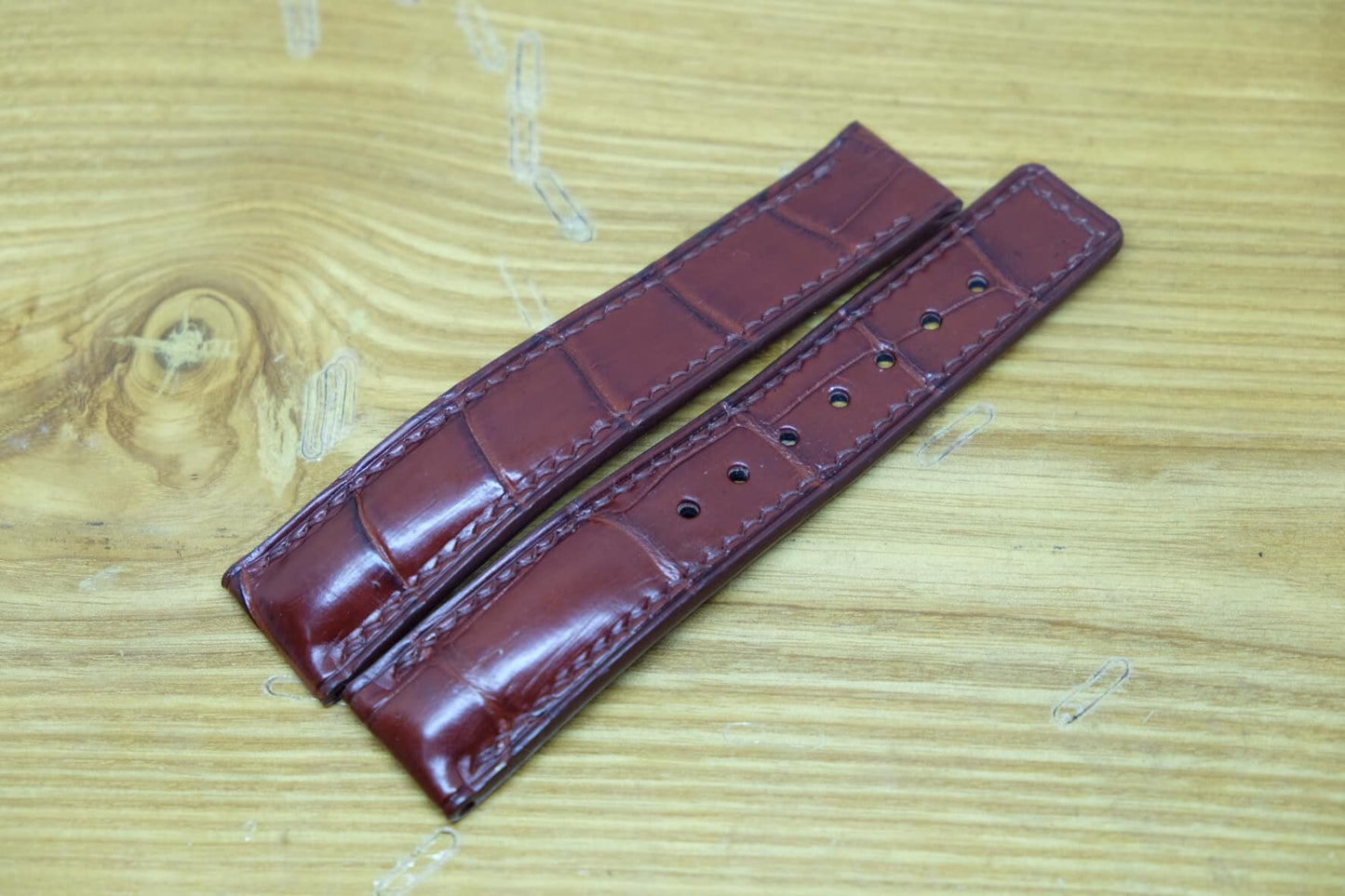 BESPOKE GENUINE BROWN CROCODILE SKIN LEATHER STRAP FOR OMEGA CLASP HDOS10