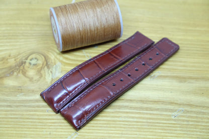 BESPOKE GENUINE BROWN CROCODILE SKIN LEATHER STRAP FOR OMEGA CLASP HDOS10