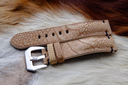 BESPOKE GENUINE YELLOW OSTRICH LEG SKIN LEATHER STRAP HDOL06