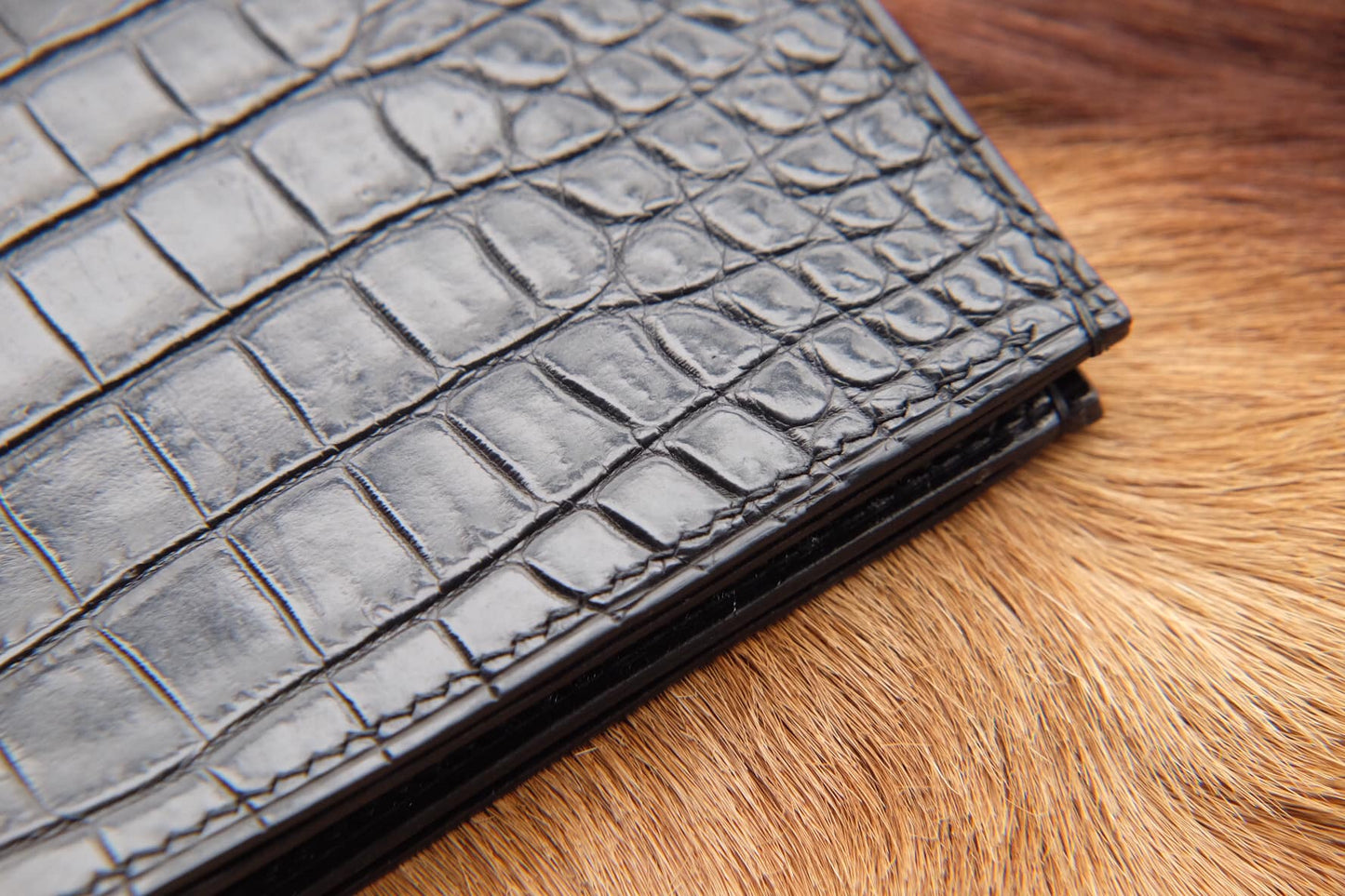 BESPOKE GENUINE BLACK CROCODILE BIFOLD MAN WALLET HDWA14