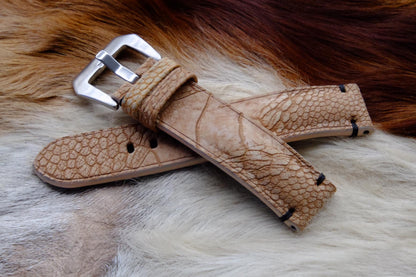 BESPOKE GENUINE YELLOW OSTRICH LEG SKIN LEATHER STRAP HDOL06