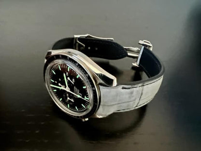20MM FITTED CURVED END GREY CROCODILE STRAP FOR OMEGA SPEEDMASTER HDOMG02