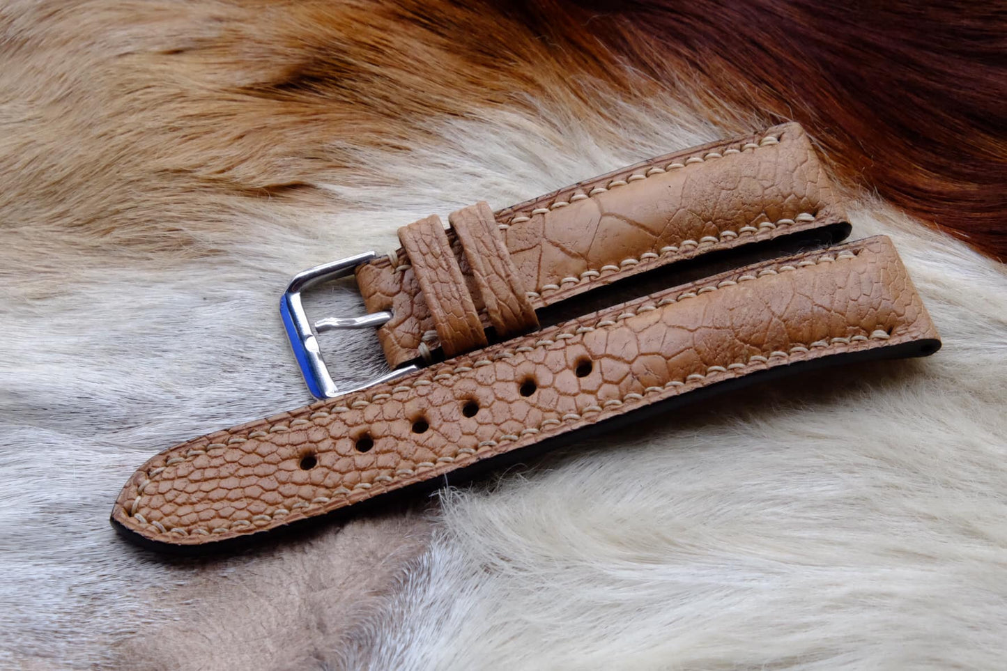 BESPOKE GENUINE YELLOW OSTRICH LEG SKIN LEATHER STRAP HDOL06