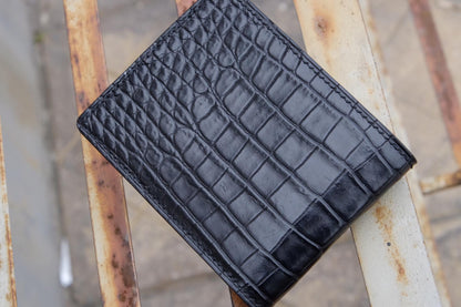 BESPOKE GENUINE BLACK CROCODILE BIFOLD MAN WALLET HDWA14