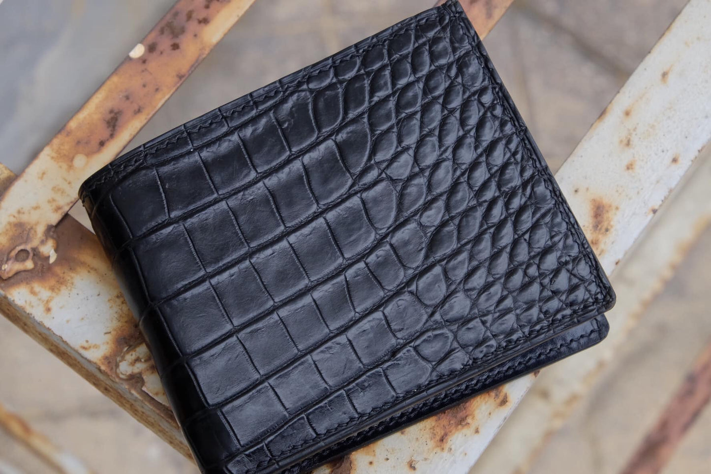 BESPOKE GENUINE BLACK CROCODILE BIFOLD MAN WALLET HDWA14