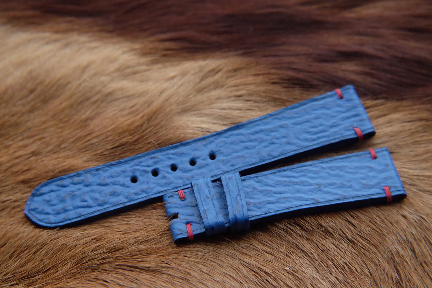 BESPOKE GENUINE BLUE SHARK SKIN LEATHER WATCH STRAP HDSH03