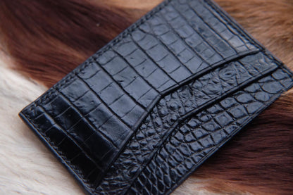 BESPOKE GENUINE NAVY BLACK CROCODILE CARD HOLDER WALLET HDWA37