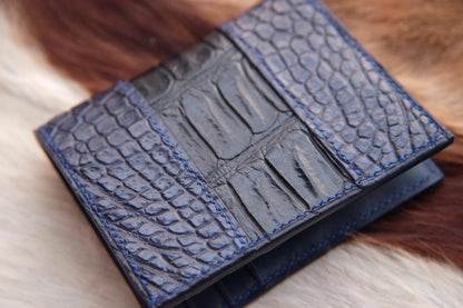 BESPOKE GENUINE NAVY BLUE CROCODILE BIFOLD MAN WALLET HDWA36