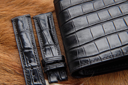 BESPOKE GENUINE BLACK CROCODILE BIFOLD MAN WALLET HDWA14