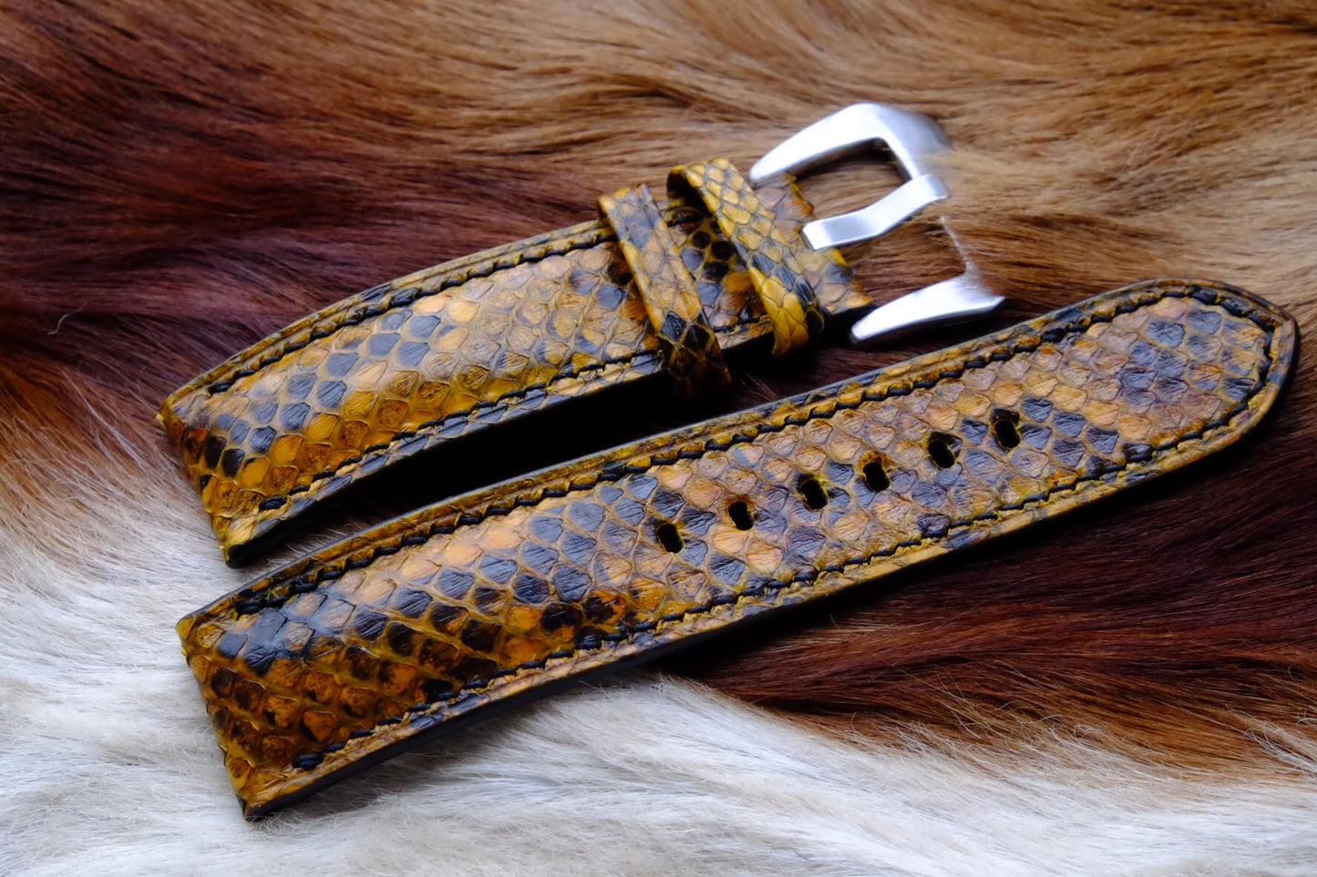 BESPOKE GENUINE YELLOW PYTHON SKIN LEATHER STRAP HDPS07